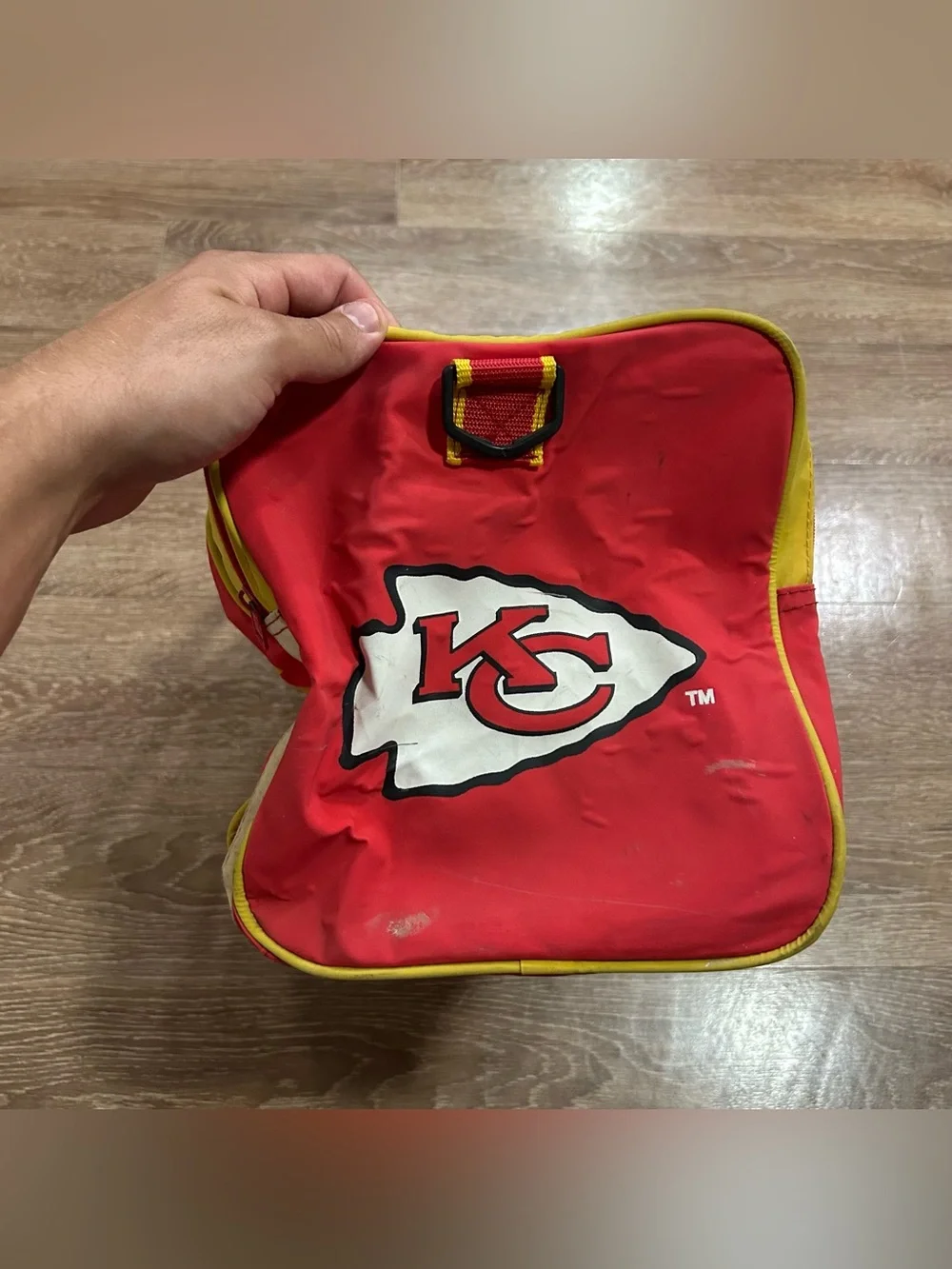 Vintage Kansas City Chiefs Duffel Bag NFL ADS Sports Red Yellow Gym Travel 90s